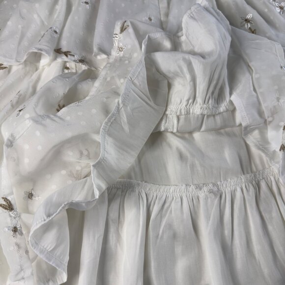 Adelyn Rae White Gold Embroidered Swiss Dot Tiered Ruffle Mini Dress Size L NEW! - Picture 11 of 16
